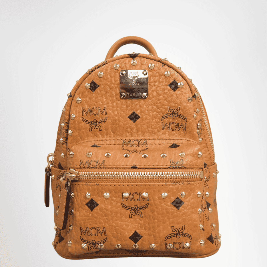MCM Mini Stark Backpack in Visetos – Cognac