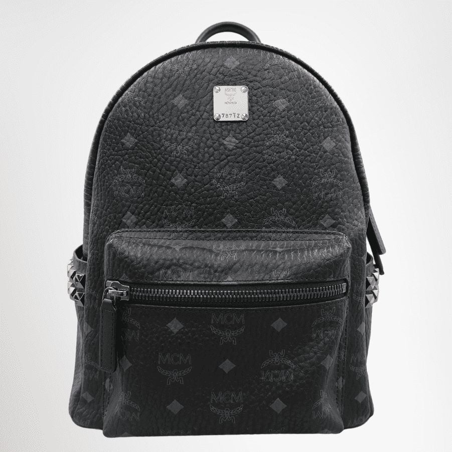 MCM Stark Side Studs Backpack in Visetos – Black