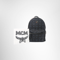 MCM Preowned Luxury Stark Side Studs Backpack Front View With Dust Bag