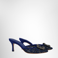 Manolo Blahnik Preowned Luxury Hangisi Slip On Blue Side View 1