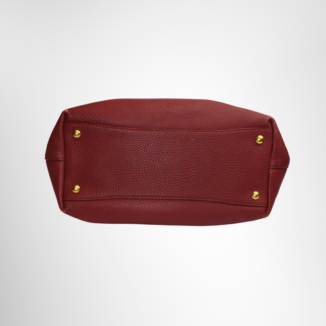 Miu Miu Preowned Luxury Bag Leather Shopping Tote Bottom View