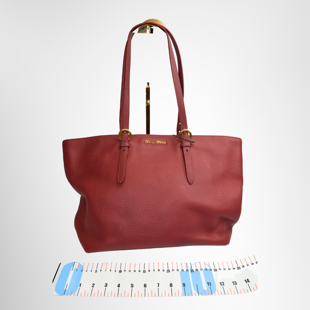 Miu Miu Preowned Luxury Bag Leather Shopping Tote Front View 2