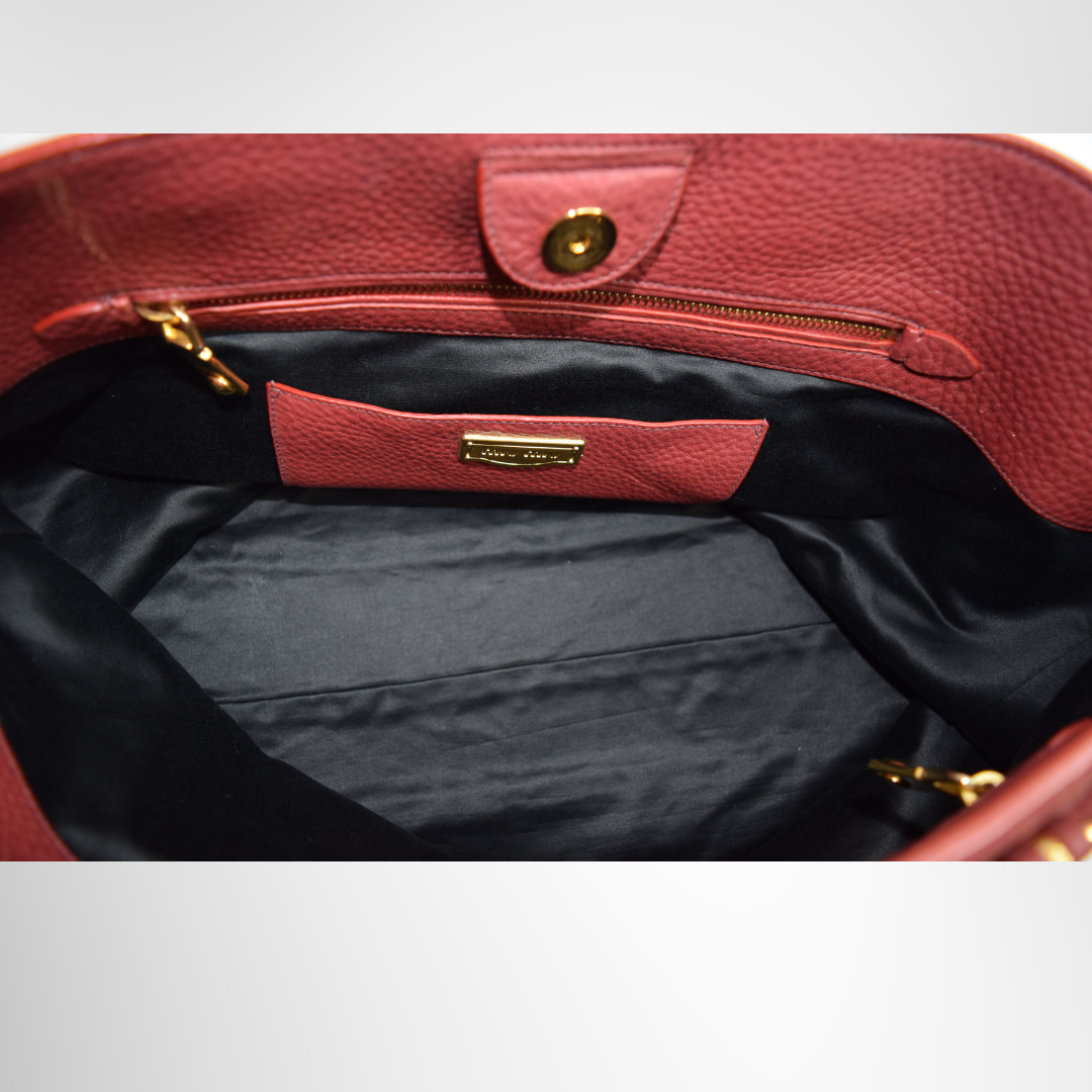 Miu Miu Preowned Luxury Bag Leather Shopping Tote Interior View
