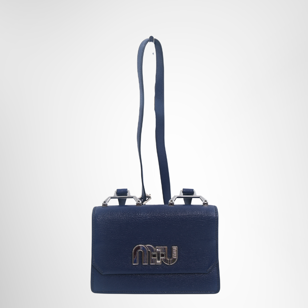 Miu Miu Preowned Luxury Bag Madras Logo Small Crossbody Front View