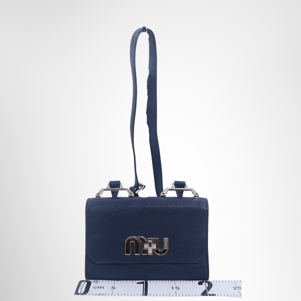 Miu Miu Preowned Luxury Bag Madras Logo Small Crossbody Front View