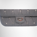 Miu Miu Preowned Luxury Gray Studded Matelassé Leather Crossbody Bag Bottom Front Lock - Antonio & Co.