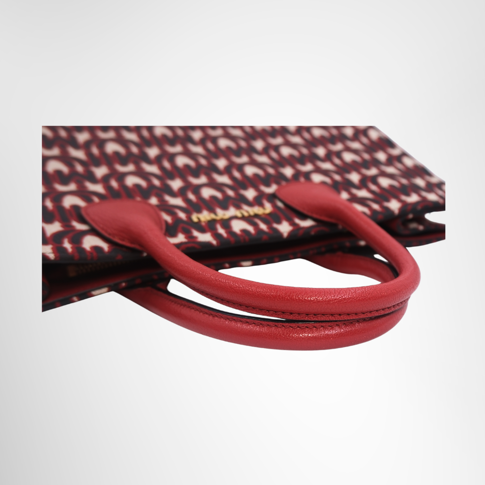 Miu Miu Preowned Luxury Logo Jacquard 2-Way Tote Bag Handle - Antonio & Co.