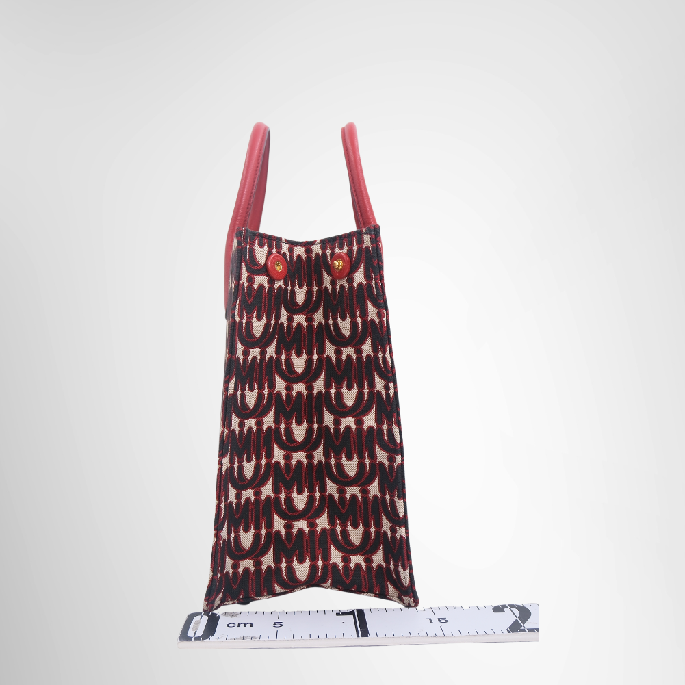 Miu Miu Preowned Luxury Logo Jacquard 2-Way Tote Bag Side View - Antonio & Co.