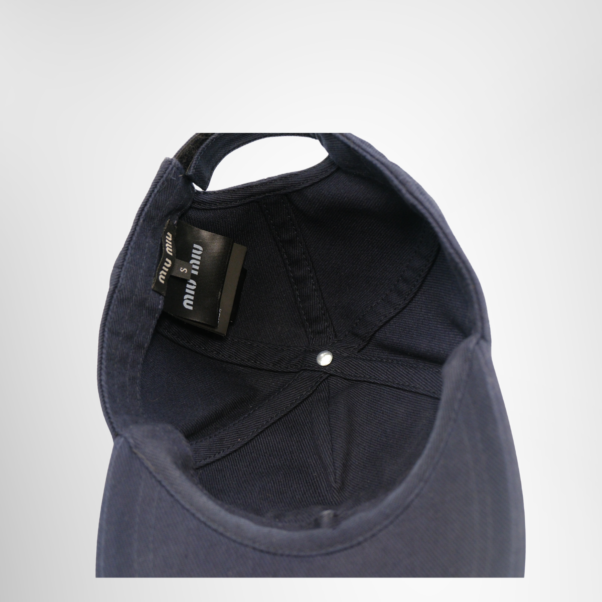 Miu Miu Preowned Luxury Navy Baseball Cap Inside View - Antonio & Co.