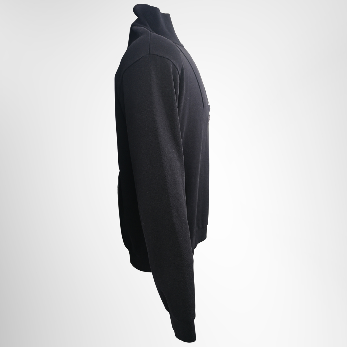 Moncler Half-Zip Cotton Mock-Neck Sweatshirt – Pre-Owned Luxury Brand Apparel – Antonio & Co Side View 