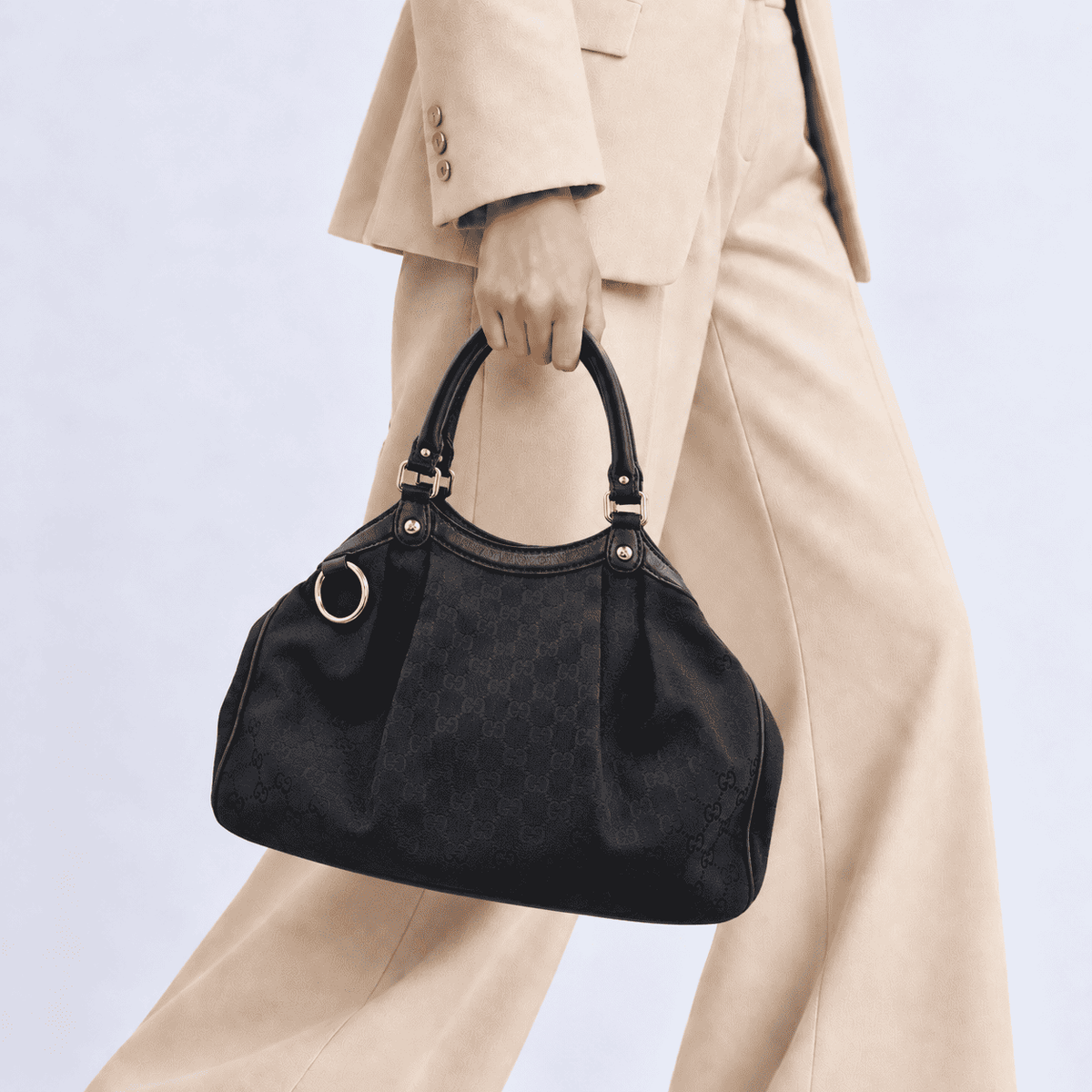 Gucci Sukey GG Canvas Tote Bag - Black