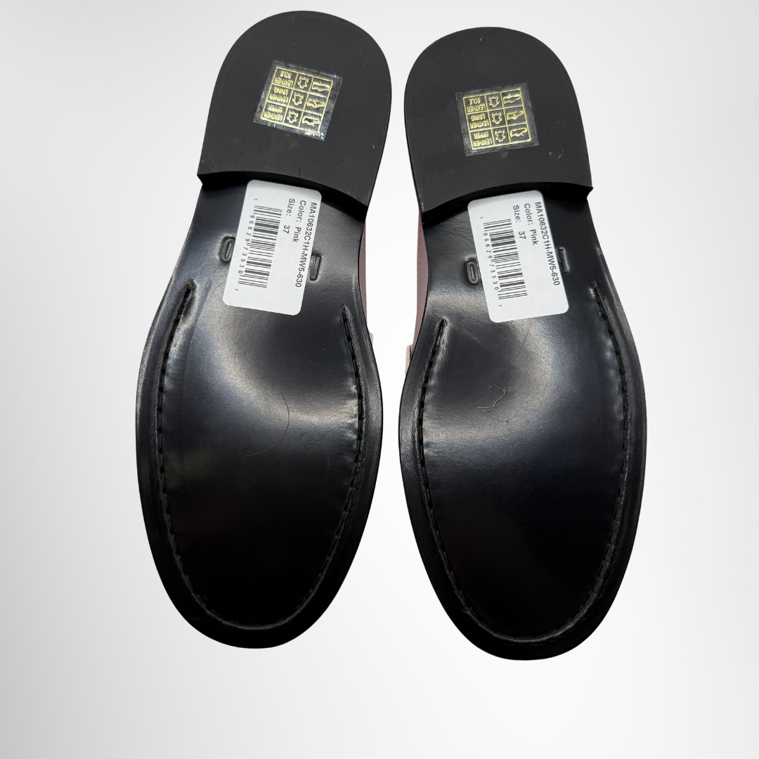 Moshino Preowned Luxury Shoes Logo-Plaque Leather Mules Bottom View