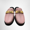 Moshino Preowned Luxury Shoes Logo-Plaque Leather Mules Front View 2