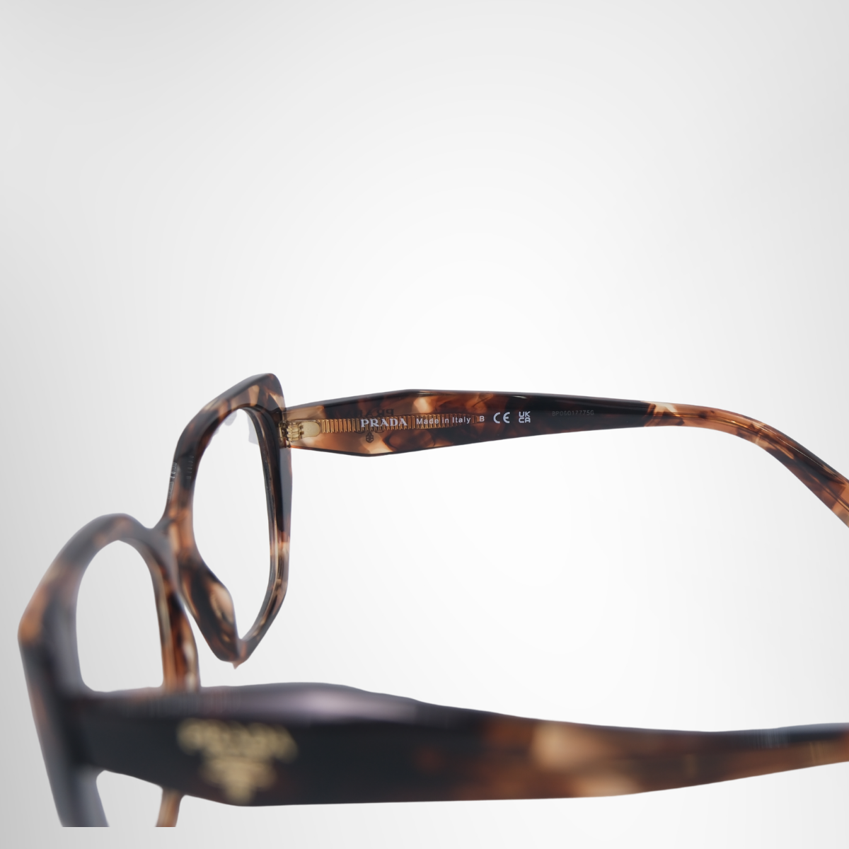 Prada Caramel Tortoise PR 18WV Prescription Glasses – Pre-Owned Luxury Brand Eyewear – Antonio & Co Right Interior View