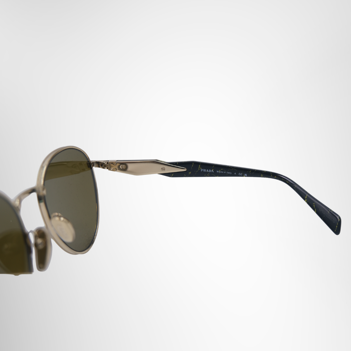 Prada Gold Metal Sunglasses – Pre-Owned Luxury Brand Sunglasses – Antonio & Co Right Interior View