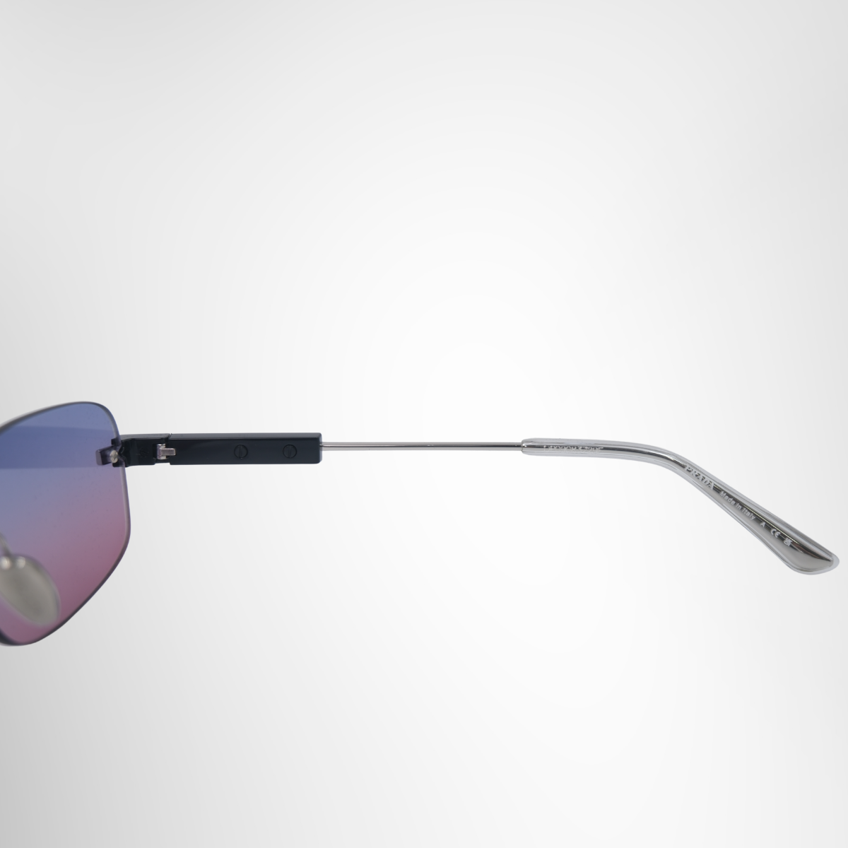 Prada Rectangular Rimless Metal Sunglasses – Pre-Owned Luxury Sunglasses – Antonio & Co Right Interior View