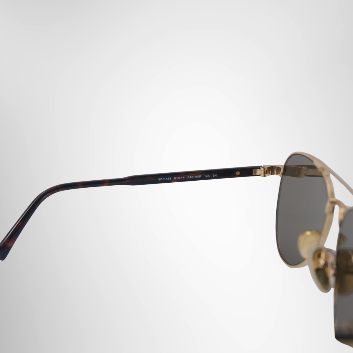 Prada Gold Frame Aviator Sunglasses – Pre-Owned Luxury Brand Eyewear – Antonio & Co Left Interior View