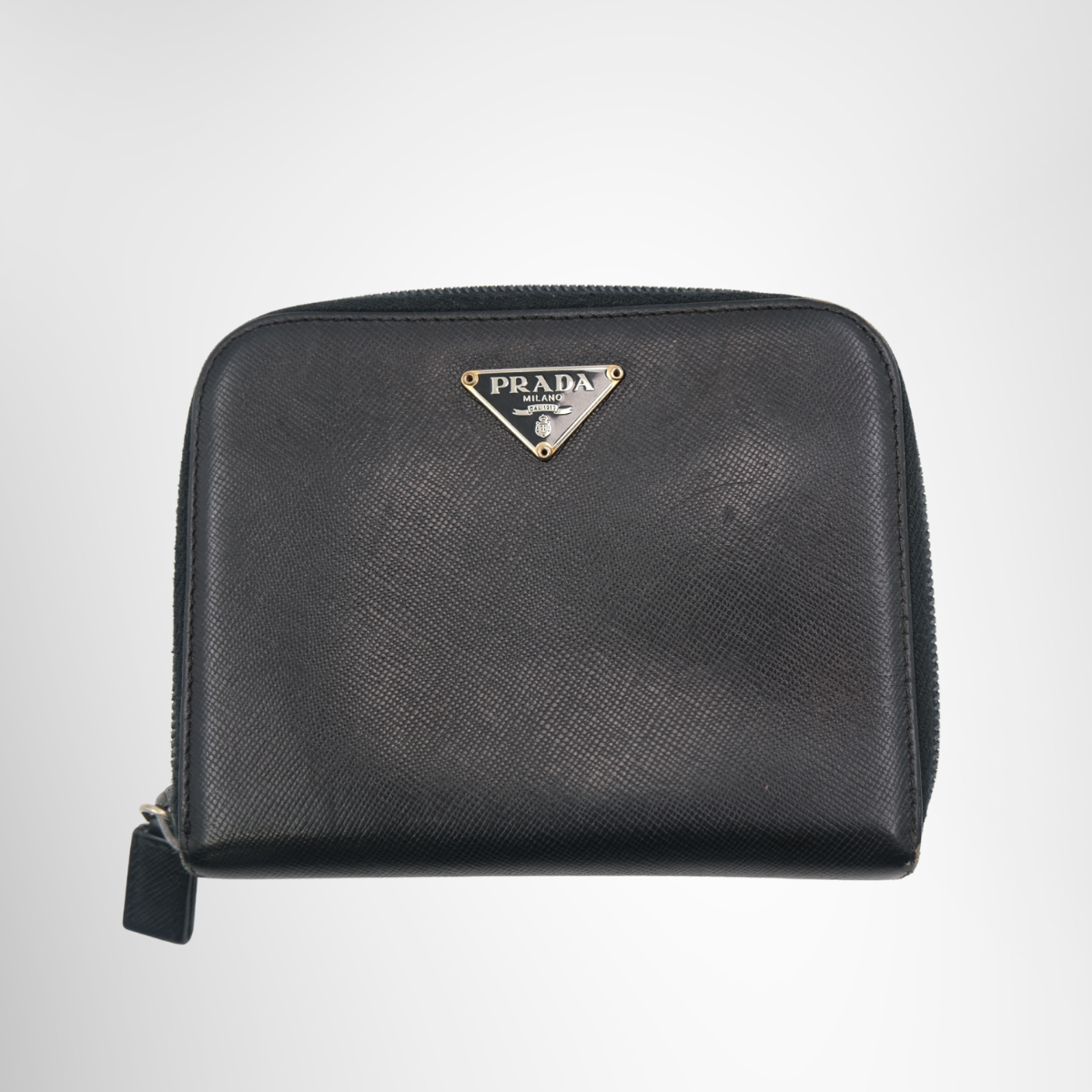 Prada Saffiano Leather Compact Zip Around Wallet – Pre-Owned Luxury Brand Wallet – Antonio & Co Front Page