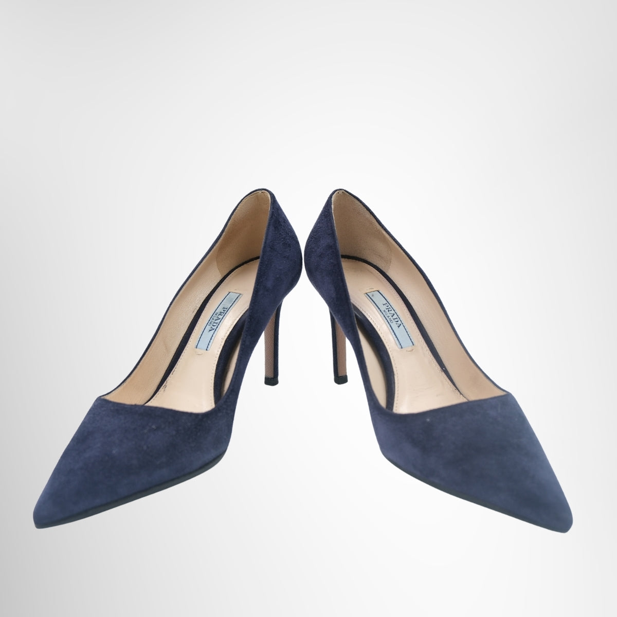 Prada Suede Pointy Toe Pumps – Pre-Owned Luxury Brand Shoes – Antonio & Co Front Wide View