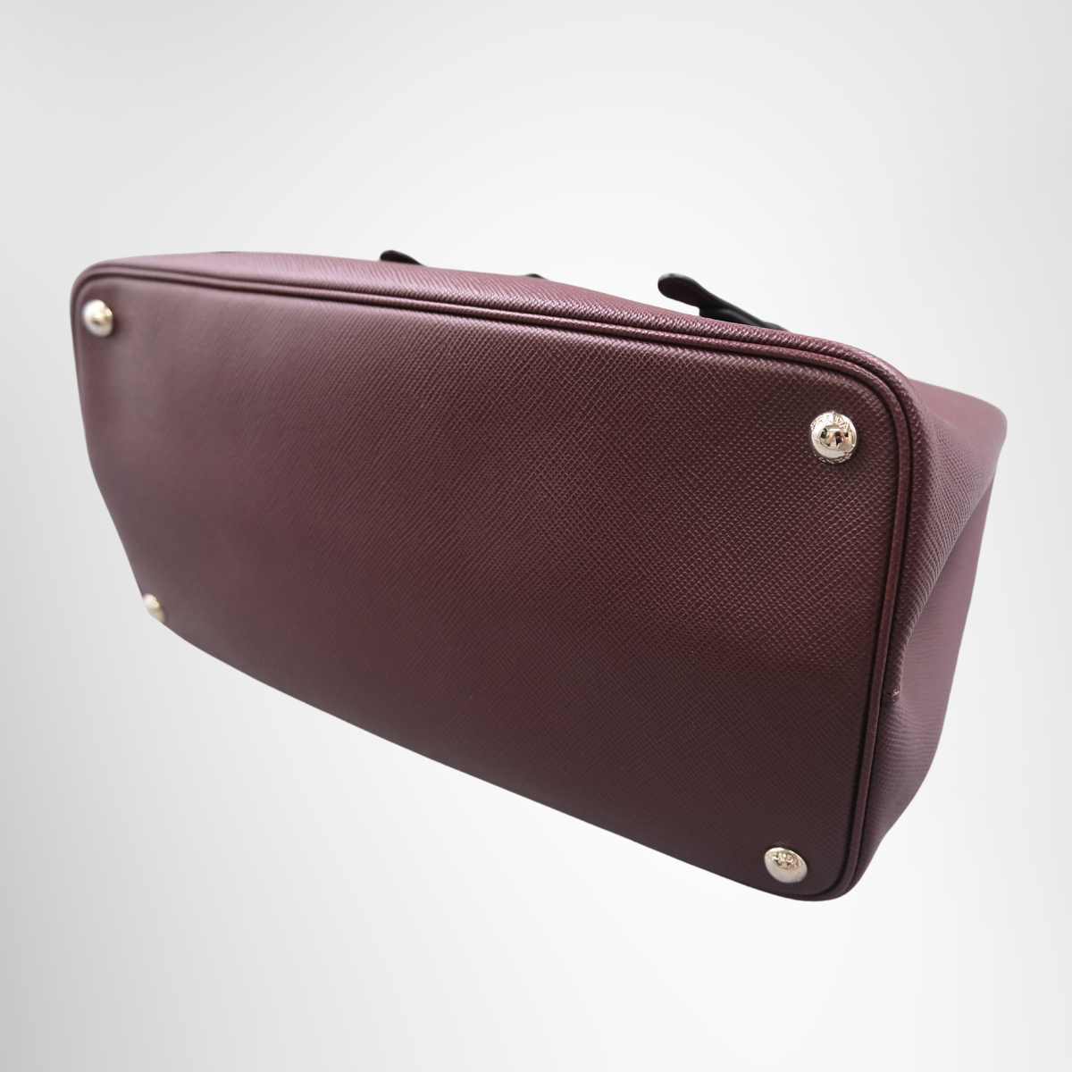 Burgundy Saffiano Leather Double Handle Tote Bag