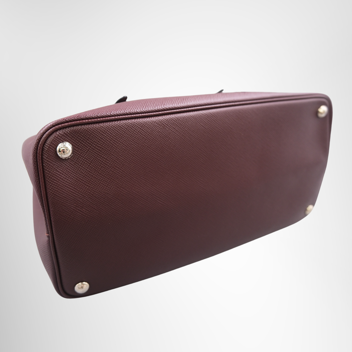 Burgundy Saffiano Leather Double Handle Tote Bag