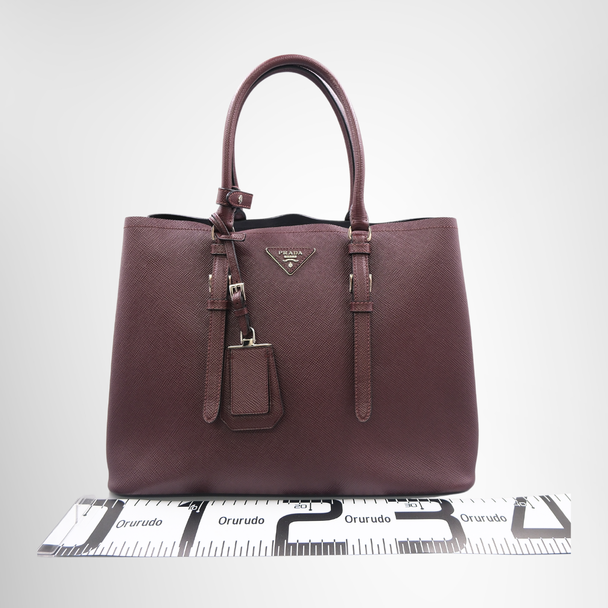 Burgundy Saffiano Leather Double Handle Tote Bag