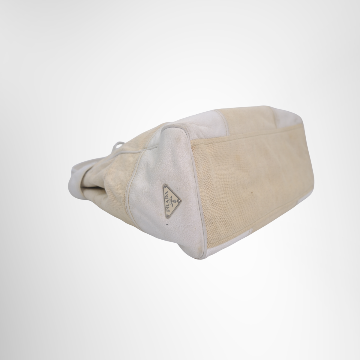 White Canvas Leather Tote
