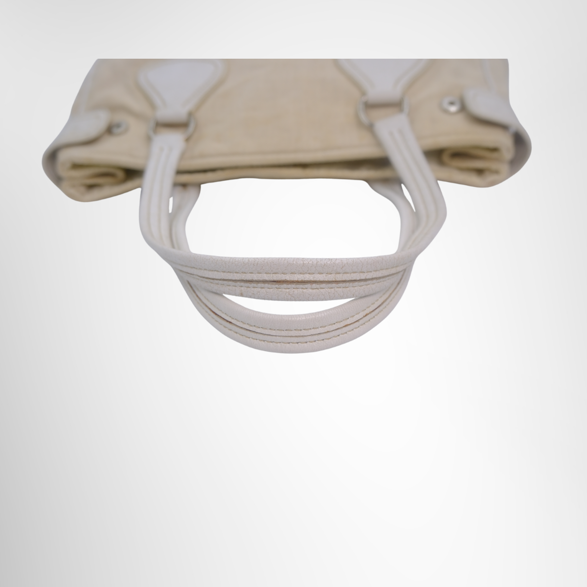 White Canvas Leather Tote
