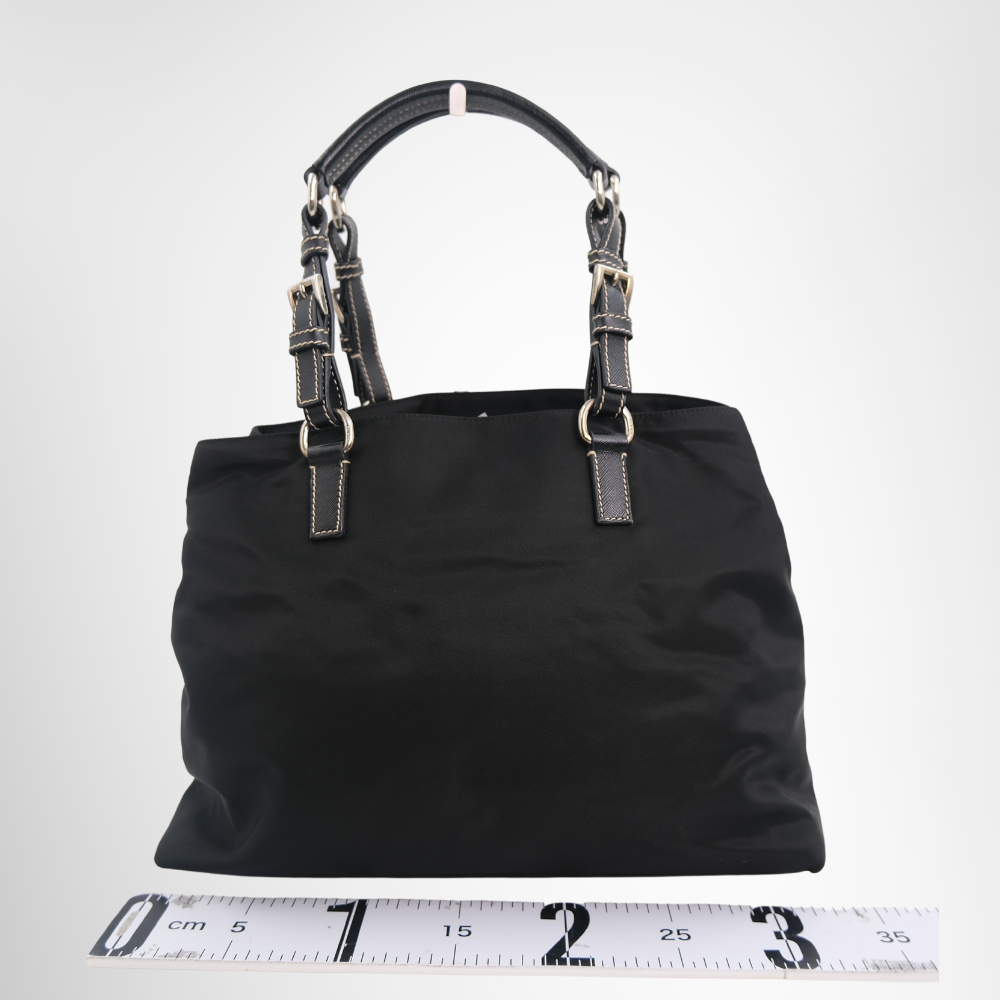 Prada Preowned Luxury Bag Black Nylon Tote Bag Back View