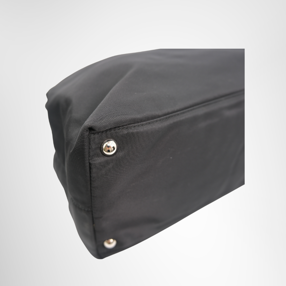 Prada Preowned Luxury Bag Black Nylon Tote Bag Bottom View 2