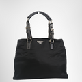 Prada Preowned Luxury Bag Black Nylon Tote Bag Front View