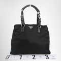 Prada Preowned Luxury Bag Black Nylon Tote Bag Front View 2