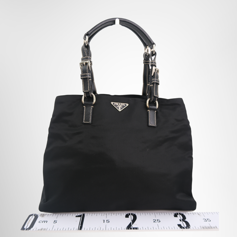 Prada Preowned Luxury Bag Black Nylon Tote Bag Front View 2