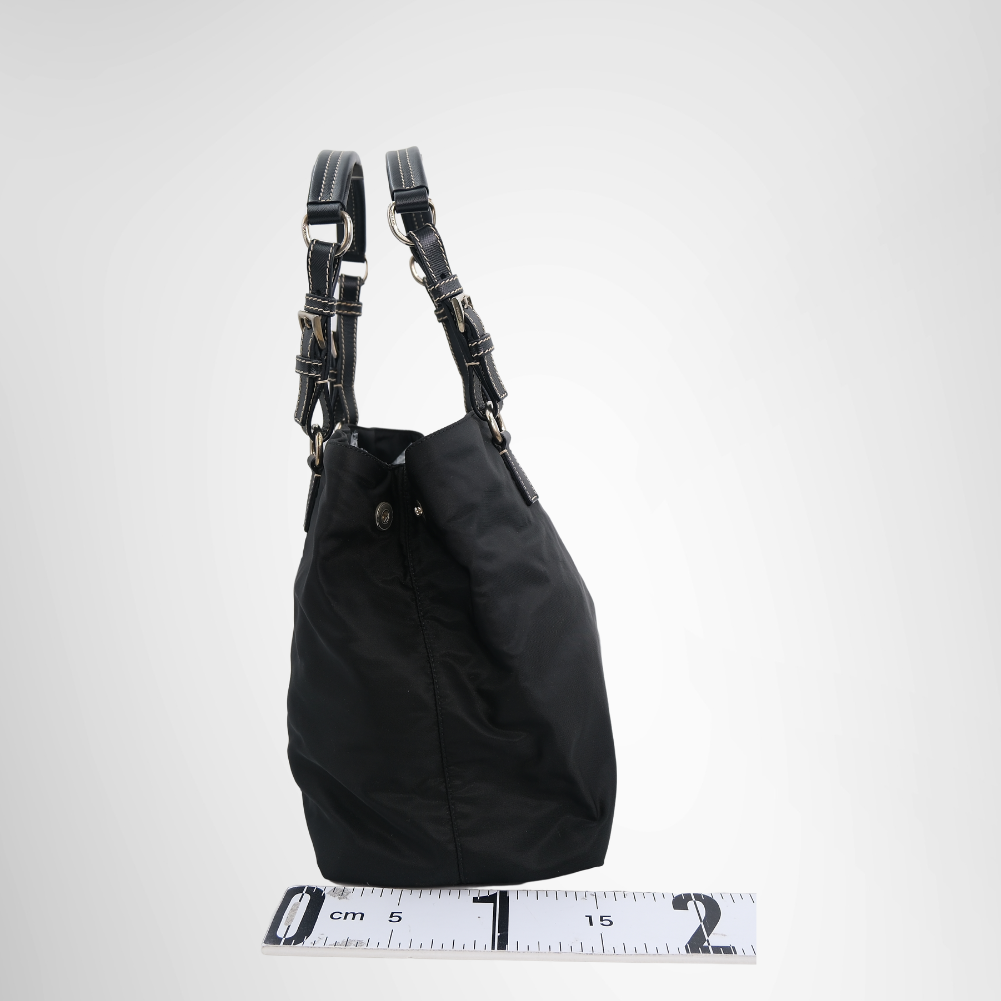 Prada Preowned Luxury Bag Black Nylon Tote Bag Side View