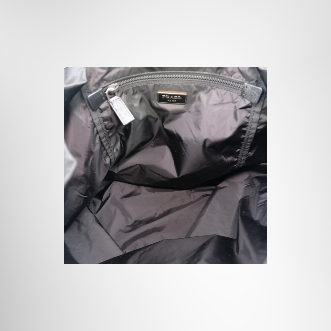 Prada Preowned Luxury Bag Black Re-Nylon Backpack Interior View