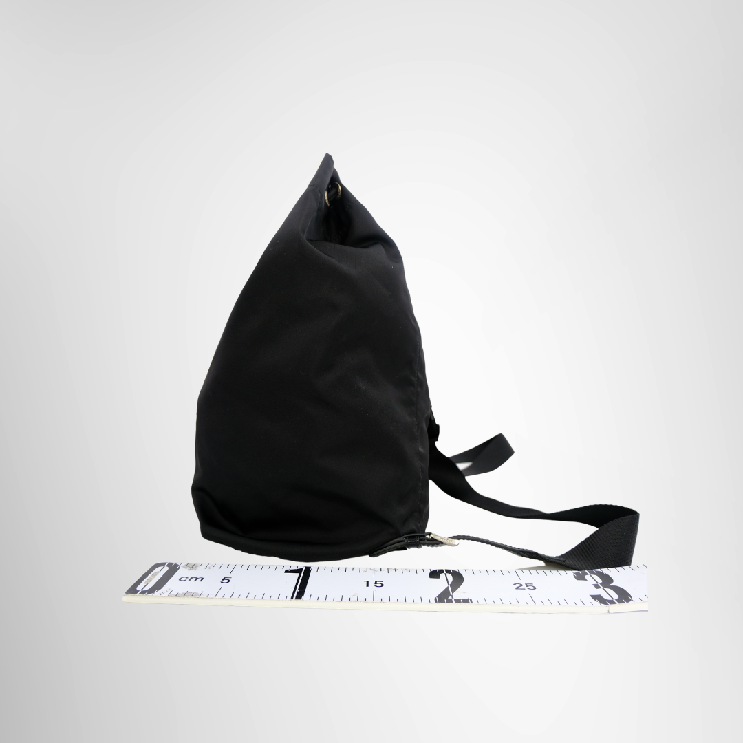 Prada Preowned Luxury Bag Black Re-Nylon Backpack Side View