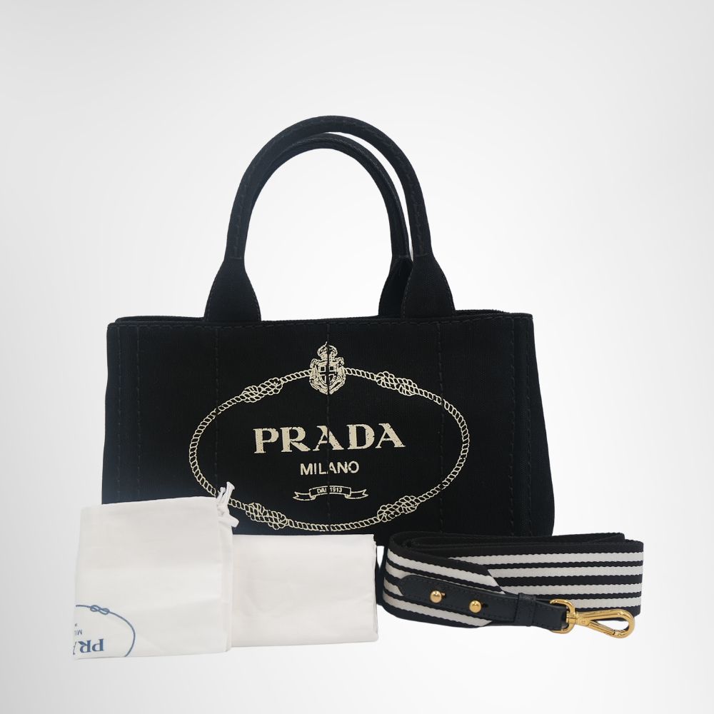 Prada Preowned Luxury Bag Canapa Black Front View 2