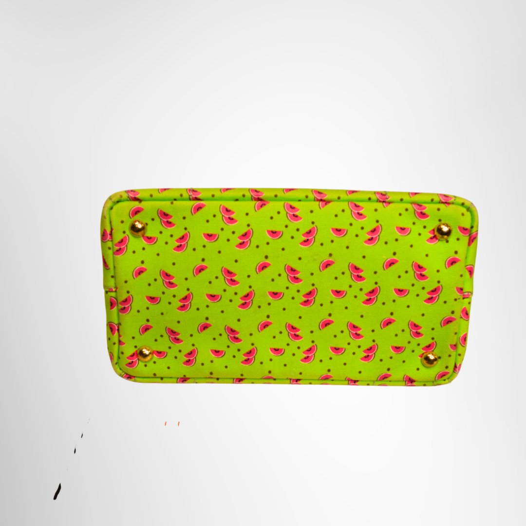 Prada Preowned Luxury Bag Canapa Watermelon Print Mini Tote Bottom View
