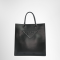 Prada Preowned Luxury Bag Embossed Triangle Logo Tote Bag Front View