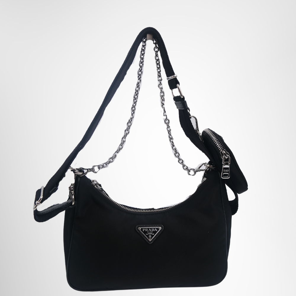 Prada Preowned Luxury Bag Re-Edition 2005 Chain Shoulder Bag Front View