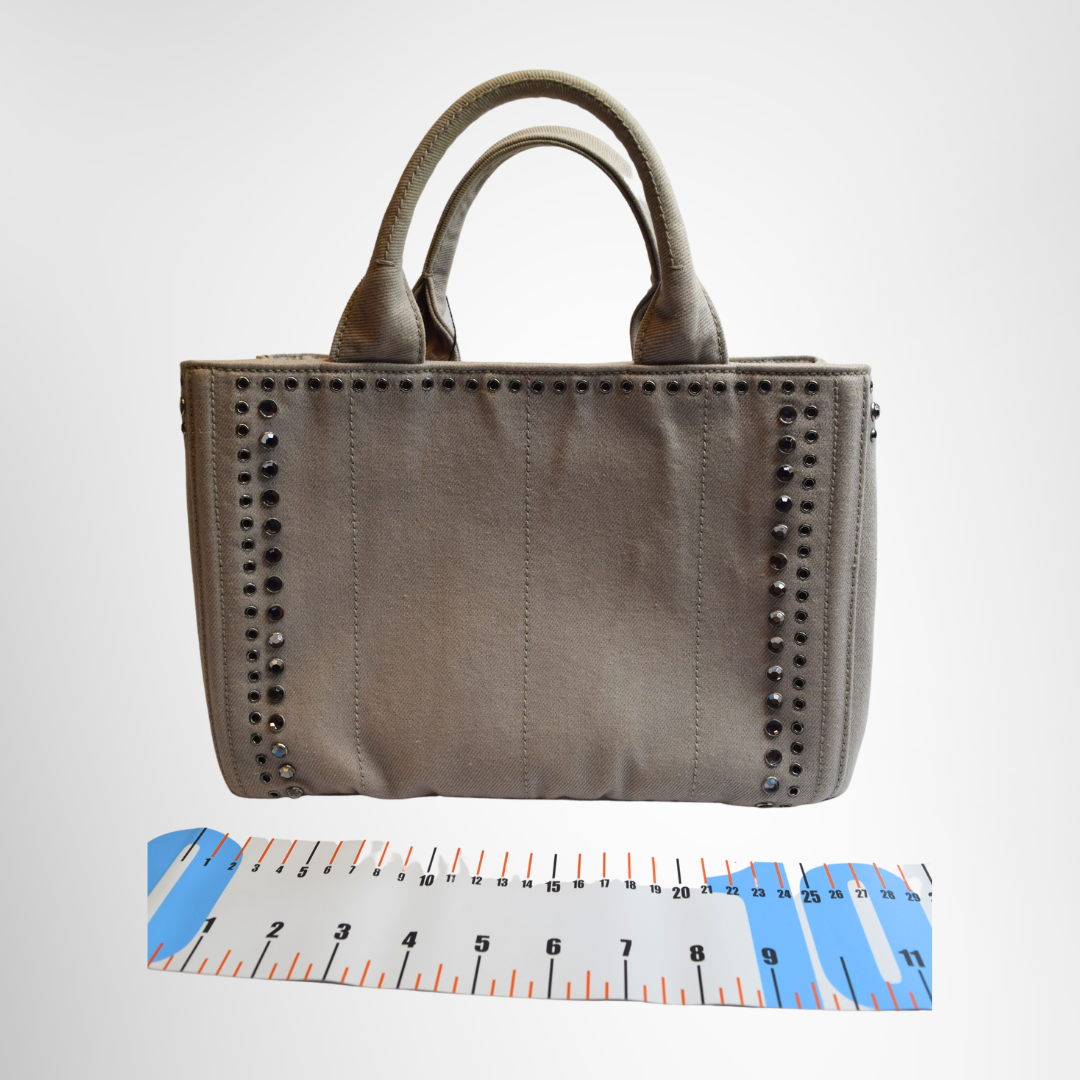 Prada Preowned Luxury Bag Rhinestone Canap Tote Back View