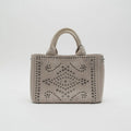 Prada Preowned Luxury Bag Rhinestone Canap Tote Front View
