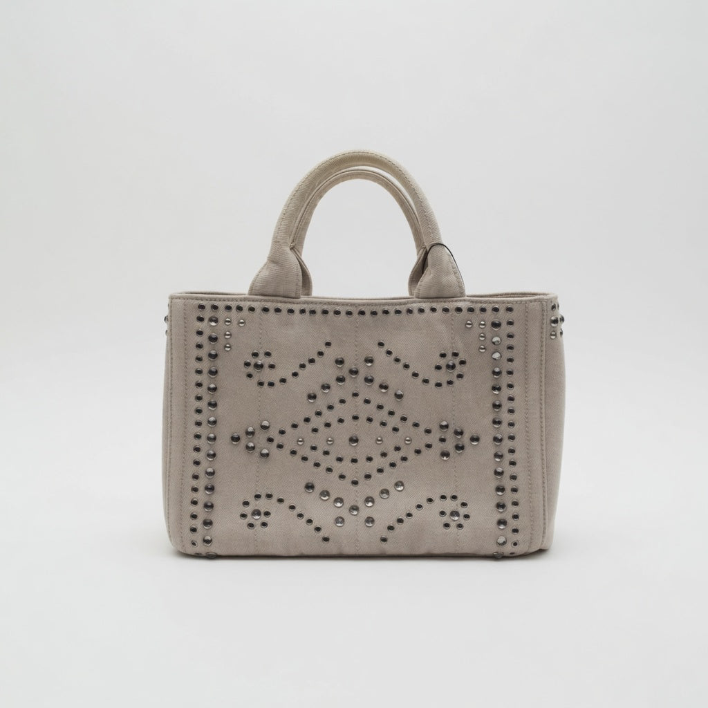 Prada Preowned Luxury Bag Rhinestone Canap Tote Front View