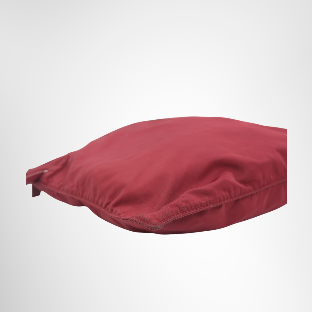 Prada Preowned Luxury Bag Tessuto Red Nylon Tote Bag Corner View