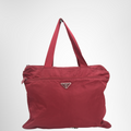 Prada Preowned Luxury Bag Tessuto Red Nylon Tote Bag Front View