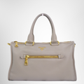 Prada Preowned Luxury Bauletto Vitello Daino Front Zip Satchel Bag Front Page - Antonio & Co.