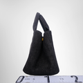 Prada Preowned Luxury Black DEMIN 2-Way Canapa Bag Side View - Antonio & Co.