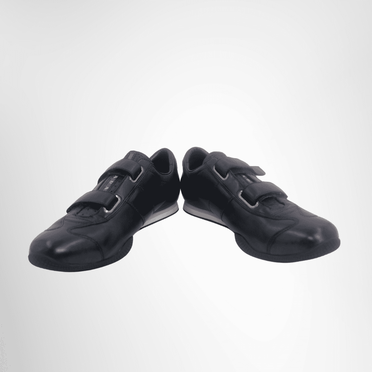Prada Preowned Luxury Black Leather Shoes Front View - Antonio & Co.