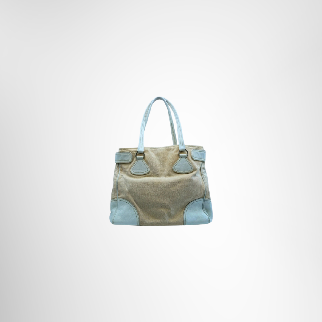 Prada Preowned Luxury Canvas Tote Bag Back View