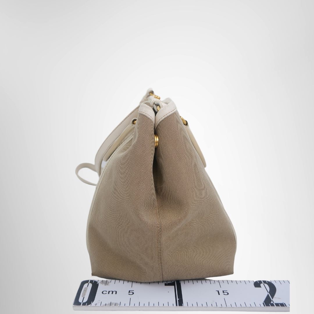 Prada Preowned Luxury Logo Jacquard Tote Bag Side View - Antonio & Co.